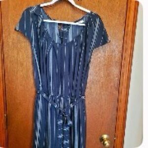 LC Lauren Conrad Women's Navy Striped Short Sleeve Dress with Tie Waist 3XL